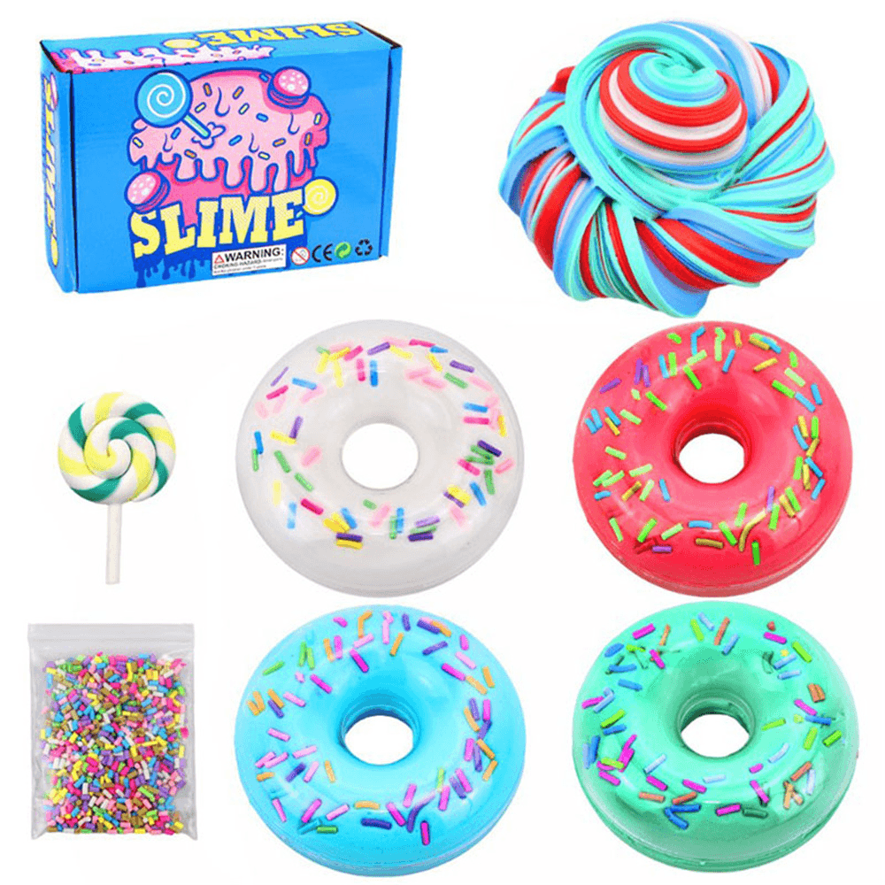 Donut Slime Donut + Lollipop Accessories + Sugar Pellets with Color Box Set Indoor Toys