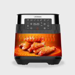 LIVEN KZ-D5500 Luftfritteuse, 5,5 l, großes Fassungsvermögen, 1700 W, elektrische Heißluftfritteuse, Ofen, ölfreier Herd, LED-Digital-Touchscreen, 360°-Zyklusheizung, Antihaft-Korb aus ökologischer Kette