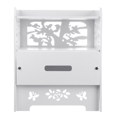 46X29.5X38.5Cm White Carved Hollow Drawer Bedside Table Storage Cabinet