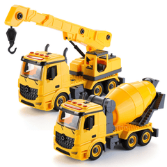 Simulation DIY Nut Disassembly Loading Unloading Assembly Engineering Truck Excavator Bulldozer Car Model Toy with LED Light & Music Effect for Kis Gift