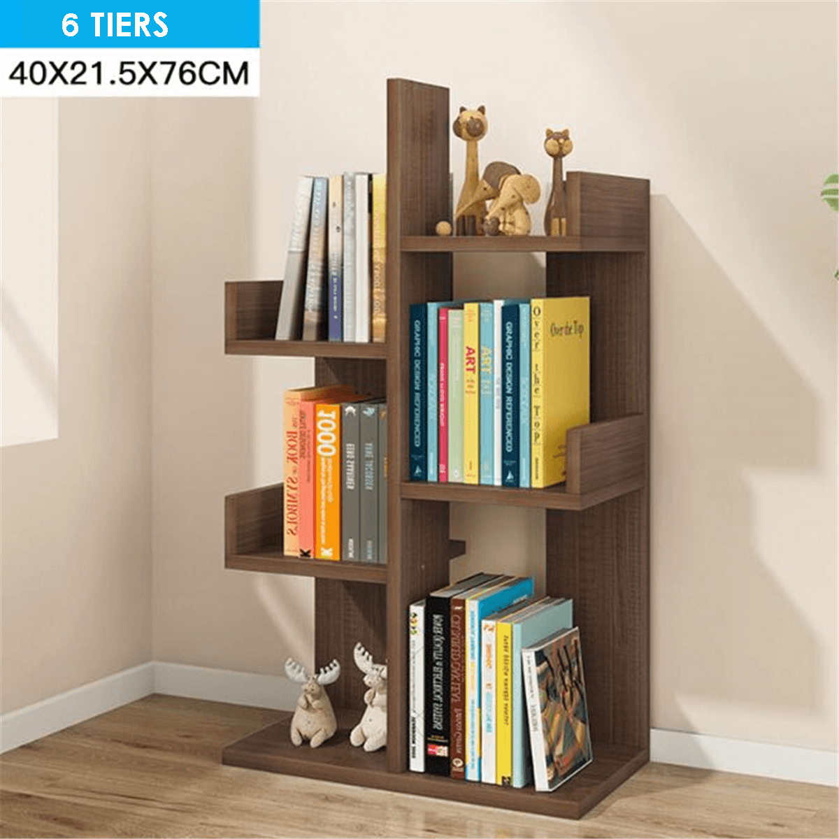 Creative Multi-Layer Bookshelf Simple Wooden Floor Bookcase Books Magazines Storage Shelf for Home Office Dormitory