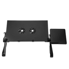 Adjustable Laptop Table Stand Portable Folding Notebook Desk Stand 2 Fans with Mouse for Bed Sofa Home