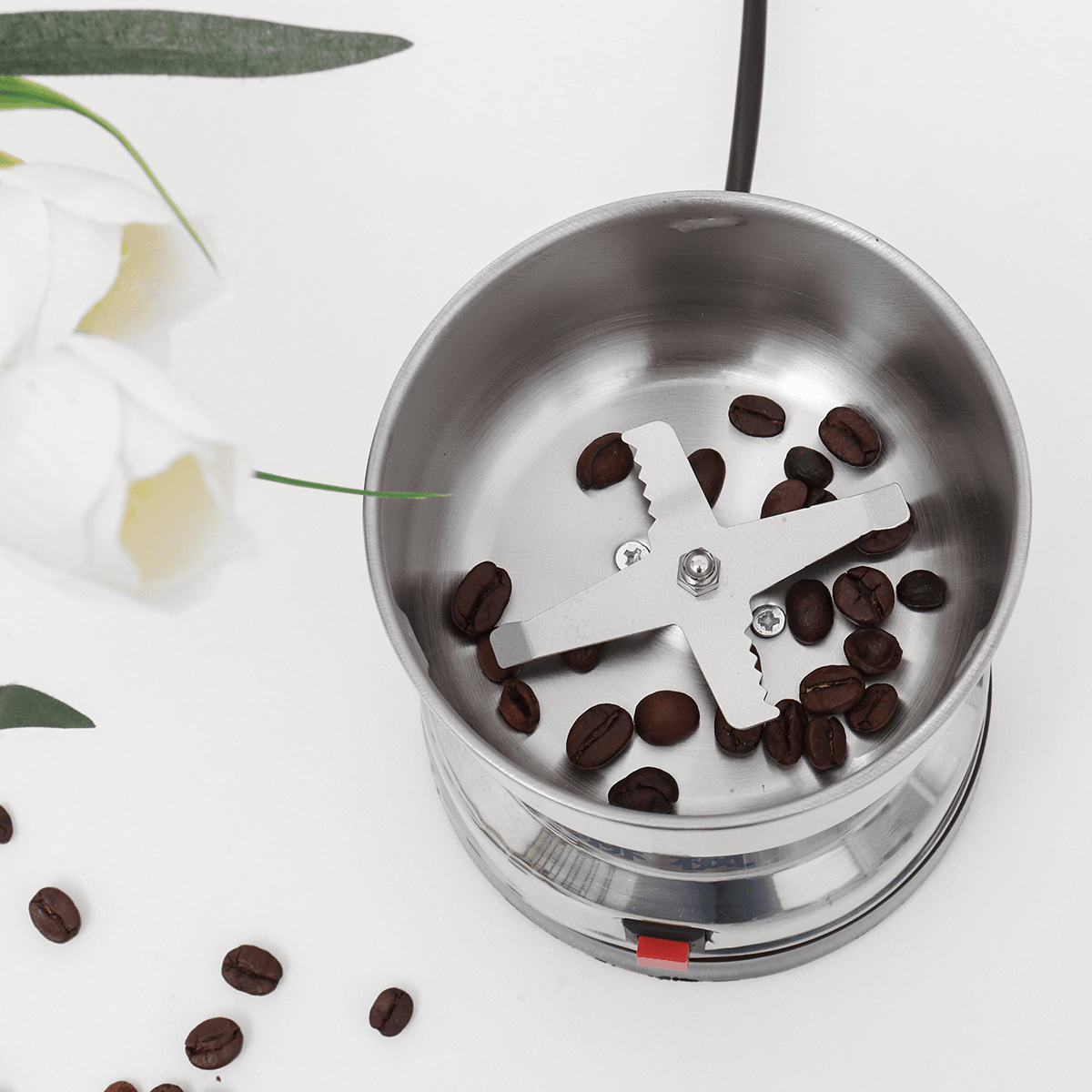 500W Electric Dry Grinder Stainless Steel Coffee Bean Nut Spice Grinding Blender Push Button Control