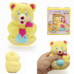 Xinda Squishy Strawberry Bear Holding Honey Pot 12Cm Slow Rising with Packaging Collection Gift Toy