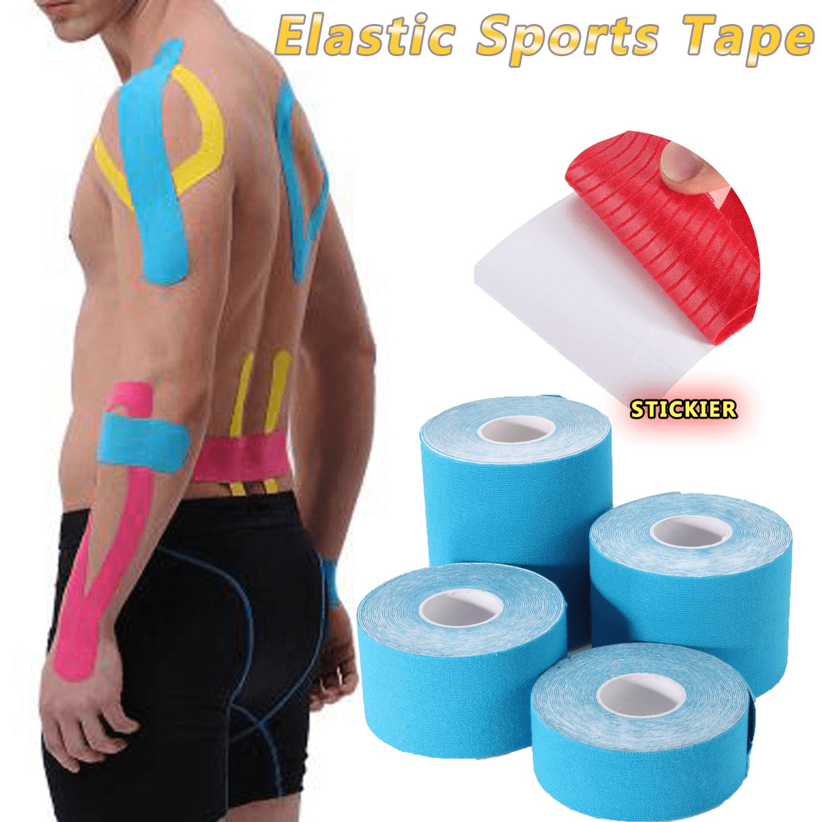 1Pc 5M Selbstklebende Elastische Sport Muskel Sport Band Verband Physio Belastung Unterstützung Schmerzen Relief Rolle