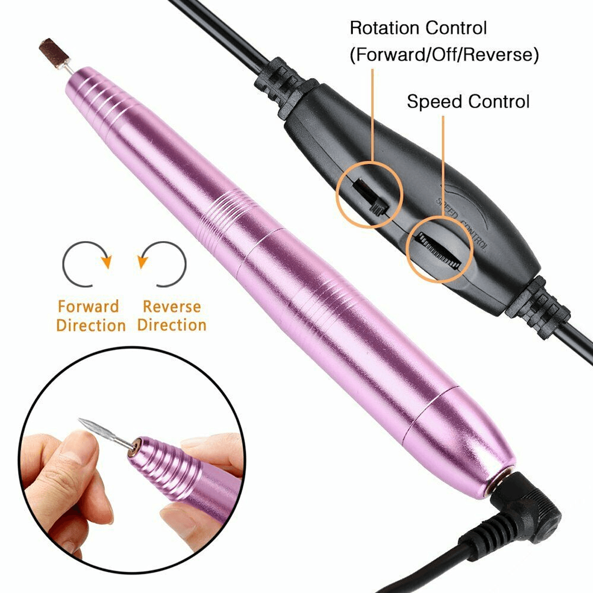 Pink / Gold / Silver Electric Mini Polishing Pen with Ceramic Head Pen-Type Peeling and Removing Nail Polishing Machine