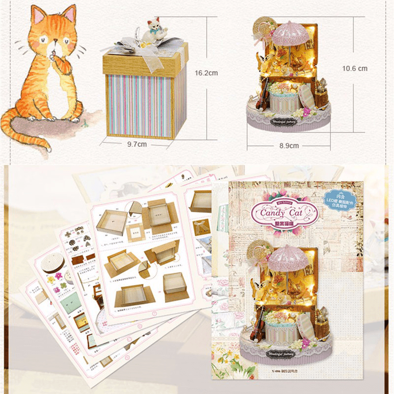 Cuteroom Dollhouse Candy Cat Y-006 DIY Doll House Miniature Kit Gift Collection Decor