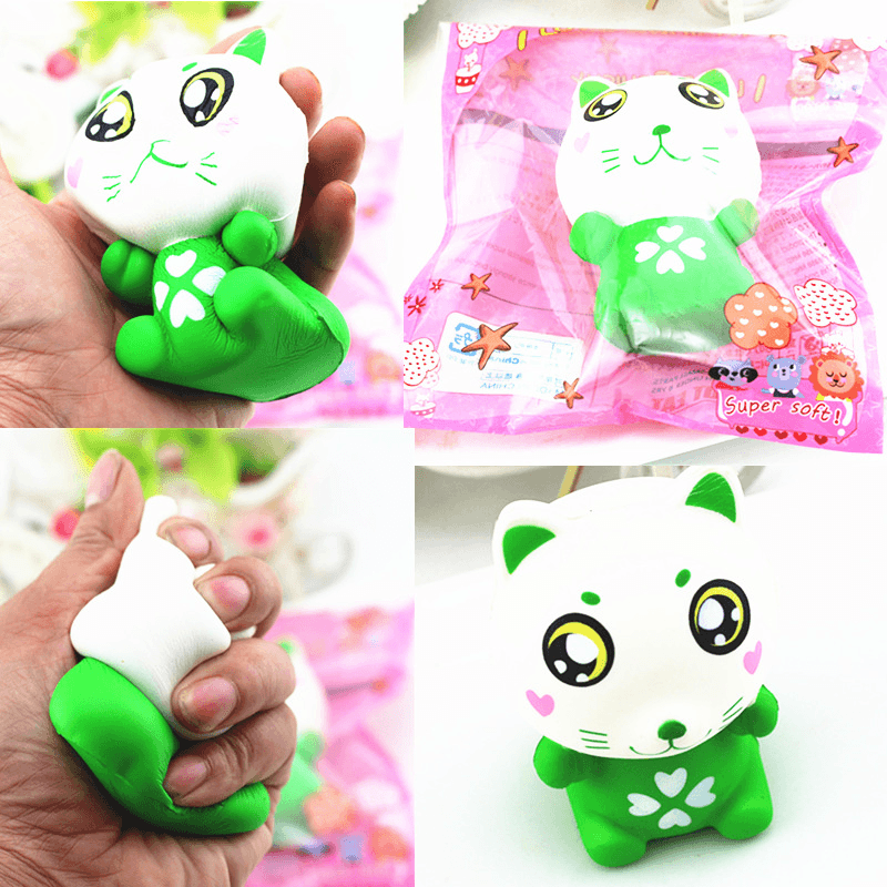 11.5Cm PU Corful Green Cat Slow Rising Squishy Decompression Toys with Original Packaging