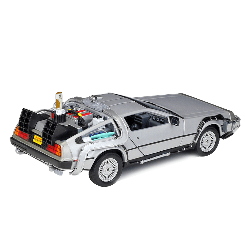 Welly 1:24 Diecast Alloy Model Car Door Openable DMC-12 Delorean Back to the Future Time Machines Metal Toy Car for Kid Gift Collection