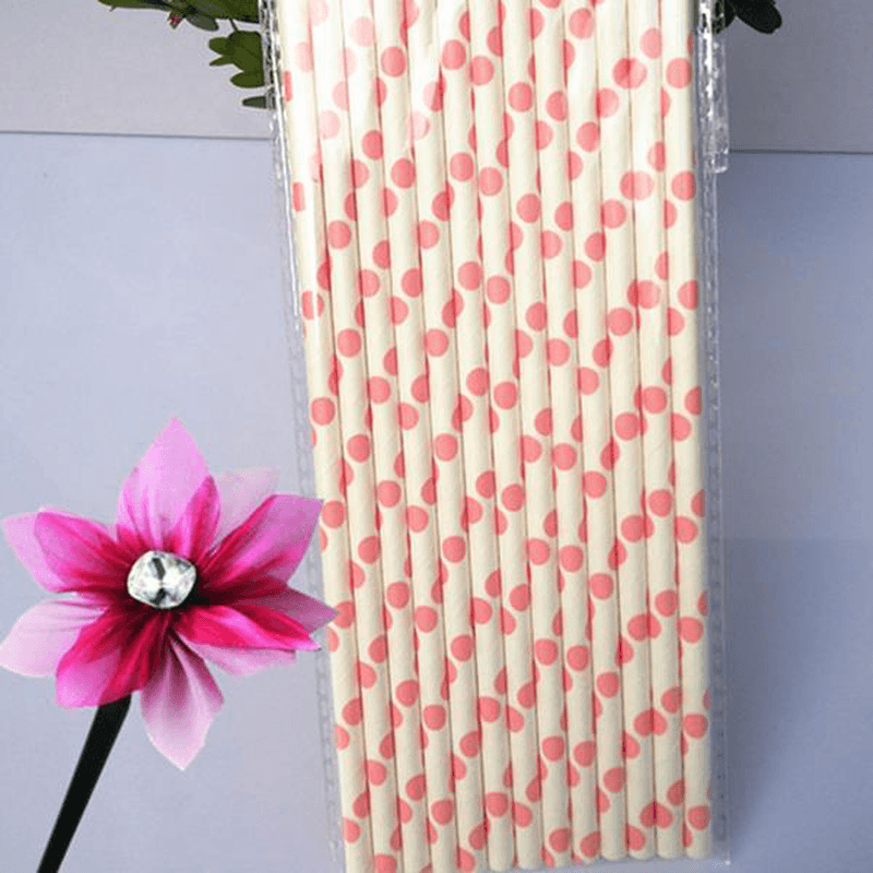 25Pcs Paper Straws for Birthday Wedding Decoration Party Straws Supply Creative Paper Drinking Straw