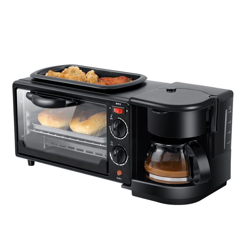 3 in 1 Electric Breakfast Maker Multifunction Coffee Maker Frying Pan Mini Oven Bread Pizza Oven