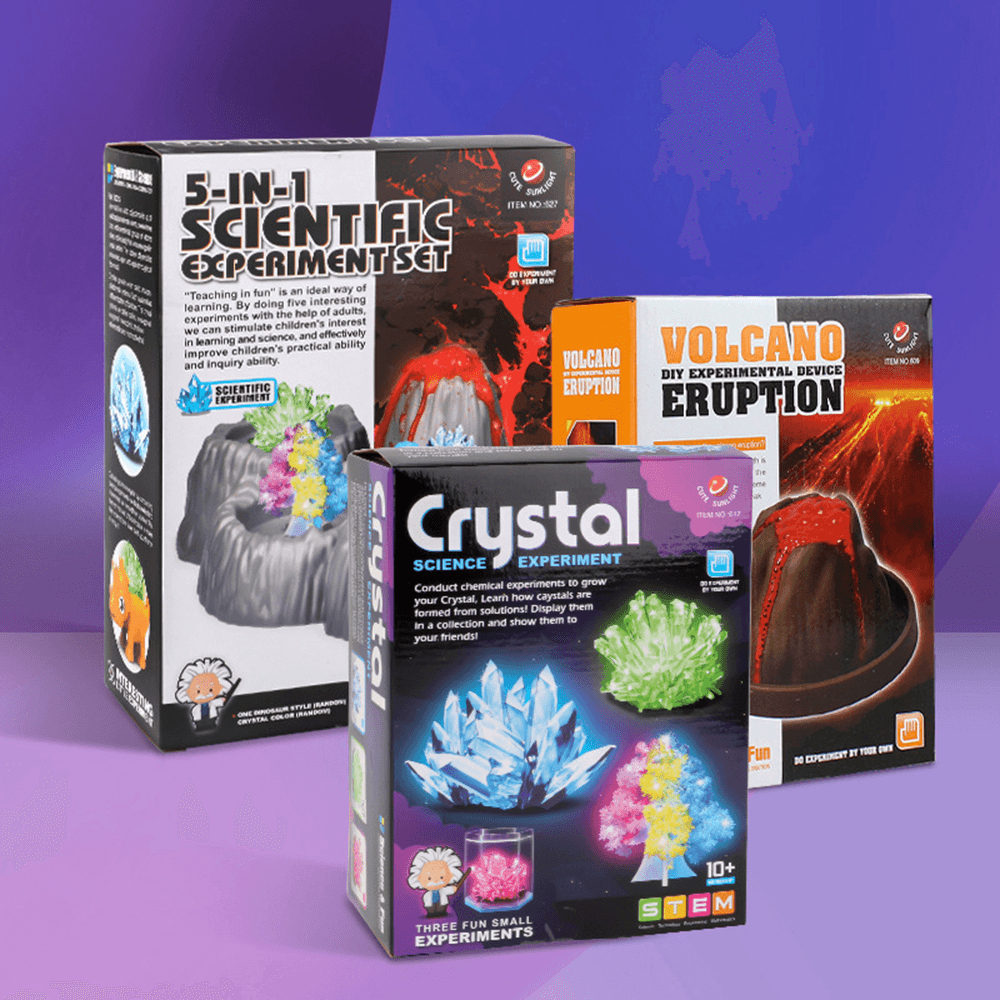 ROCKWOO-627 5-In-1 Burst/Dinosaur Crystal Experiment Chemical Science Experiment Set for Kids Educational Toys