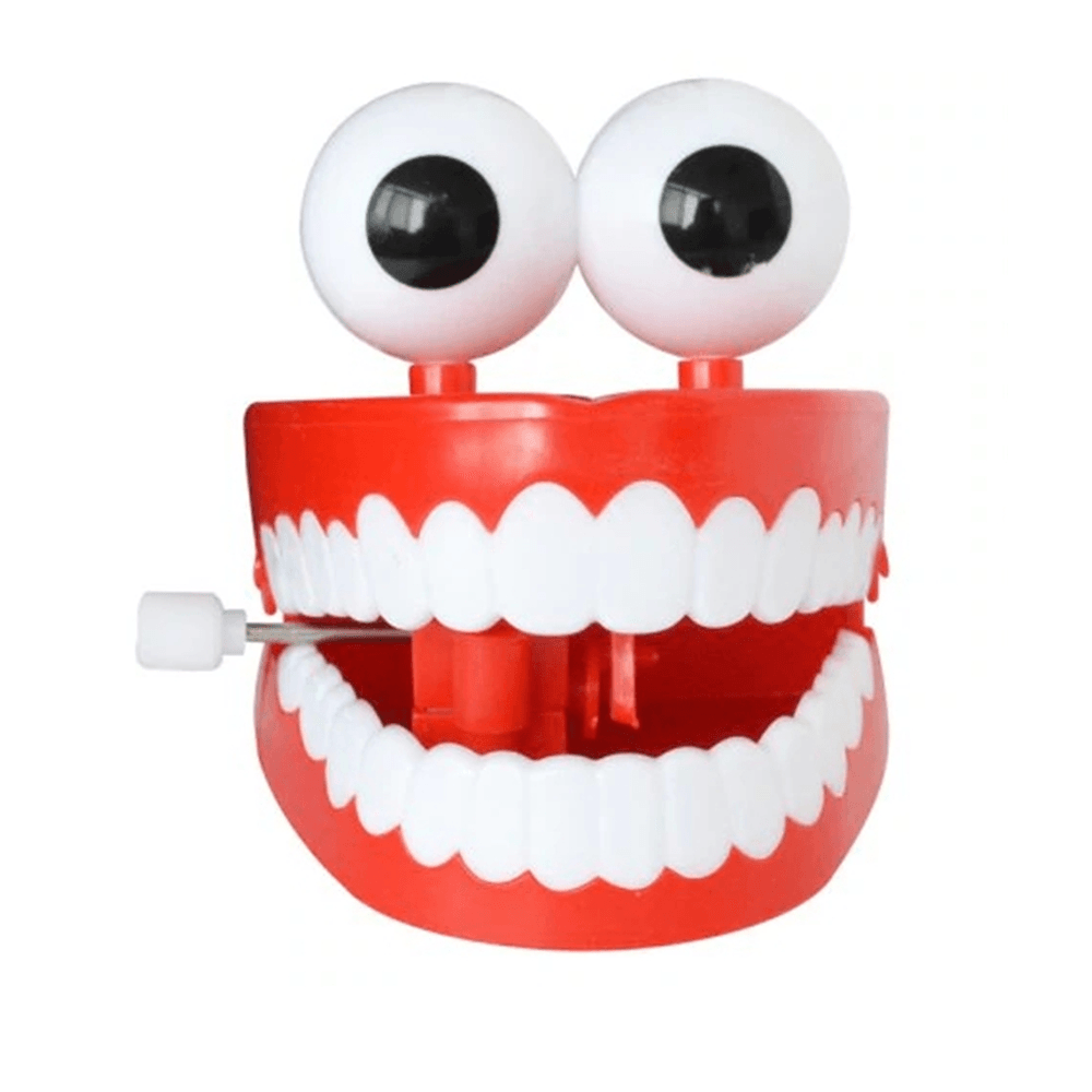 1Pc Clockwork Jumping Teeth Red Wind up Funny Mouth Tooth with Eyes Flashing Novelties Trick Toys