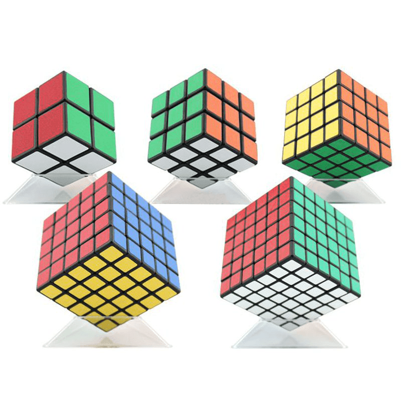 4PCS Classic Magic Cube Toys Set 2X2X2 and 3X3X3 4X4X4 and 5X5X5 PVC Sticker Block Puzzle Speed Cube