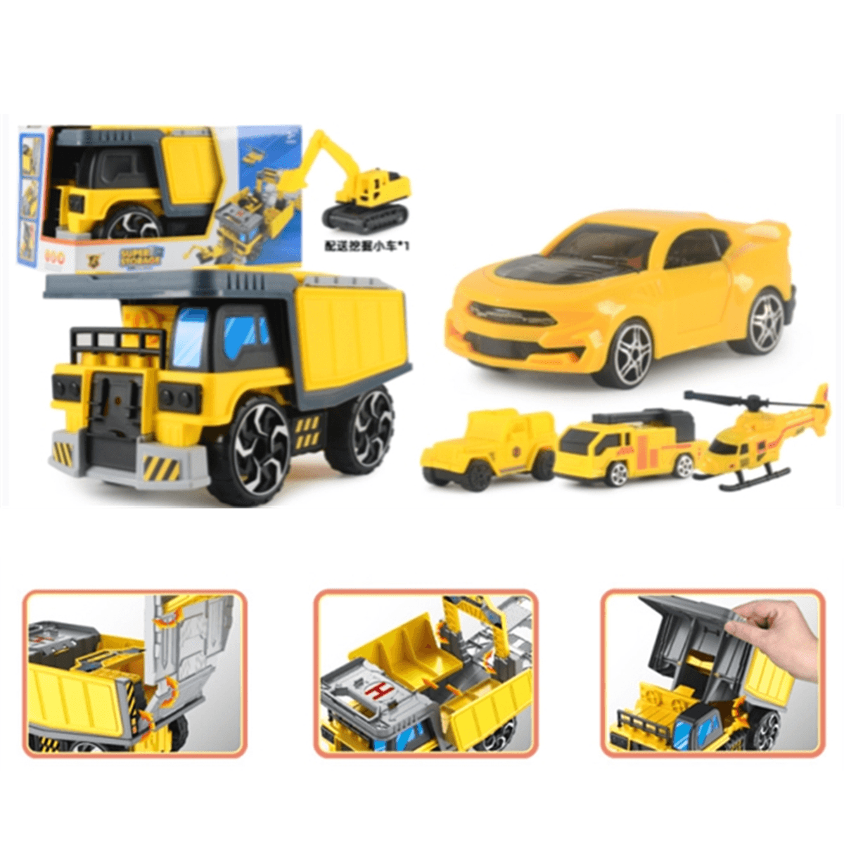 Simulation Inertia Deformation Track Engineering Vehicle Diecast Car Model Toy with Storage Parking Lot for Kids Birthdays Gift