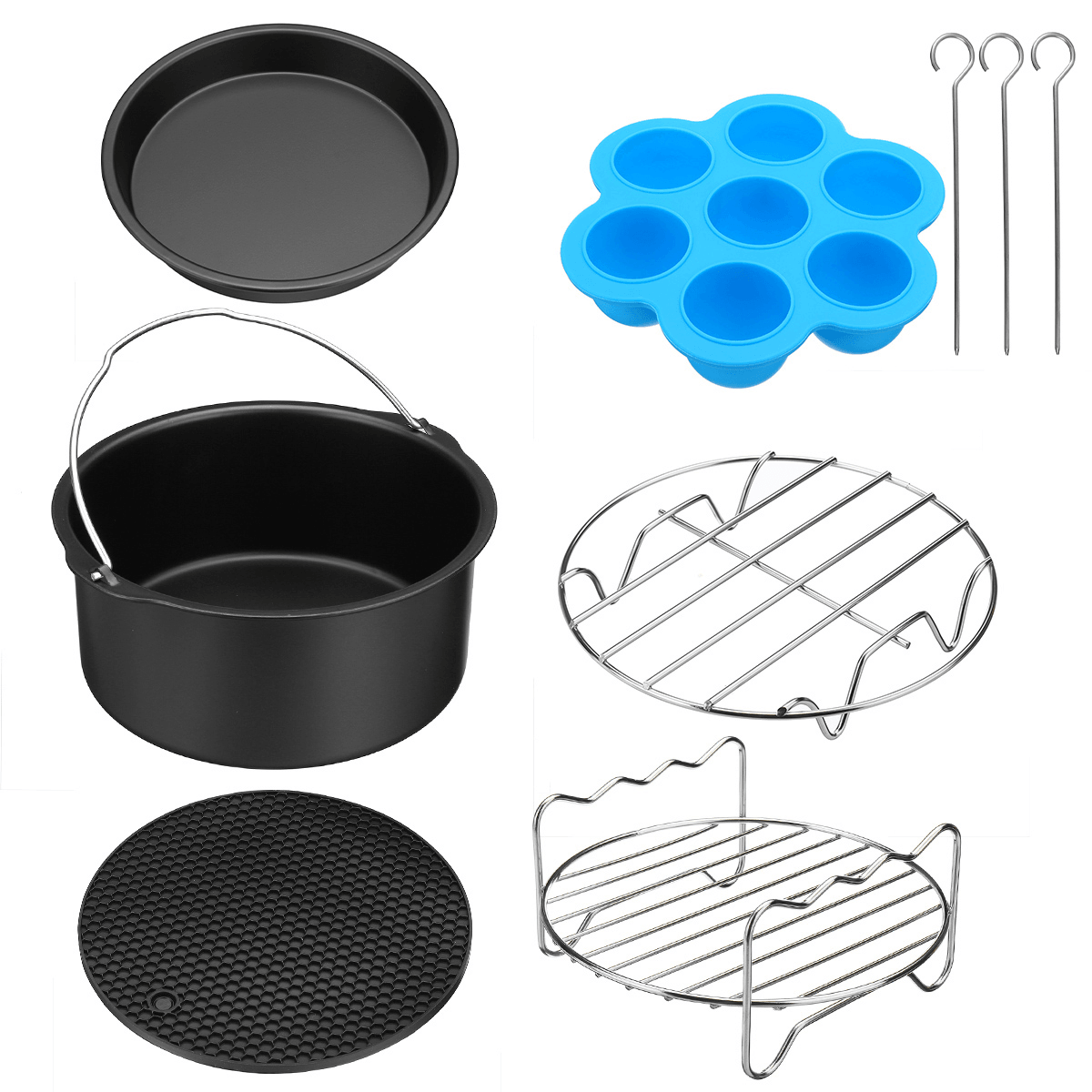 6'' 11PCS Air Fryer Accessories Chips Baking Pan Set for 3.2-6.8QT