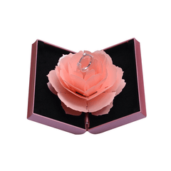 3D faltbare rotierende Rosen-Ringbox zum Geburtstag, Valentinstag, Schmuck-Display