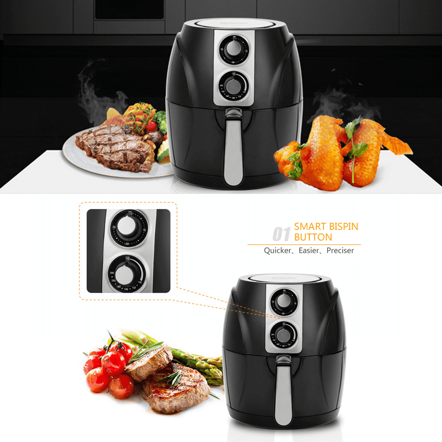 SALTER Air Fryer Household Circulation Fume Free Non-Stick Frying Pan Intelligent Mobile-Uk-Black