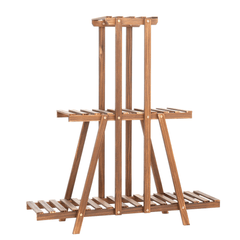 3 Tier Wood Flower Rack Plant Stand Wooden Shelves Bonsai Display Shelf Set