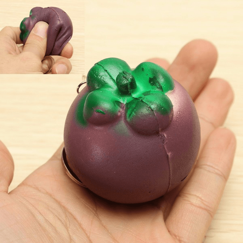 Squishy Mangosteen Tropical Fruit Squishy 5.5*5Cm Key Chain Phone Bag Strap Pendant Decor Gift