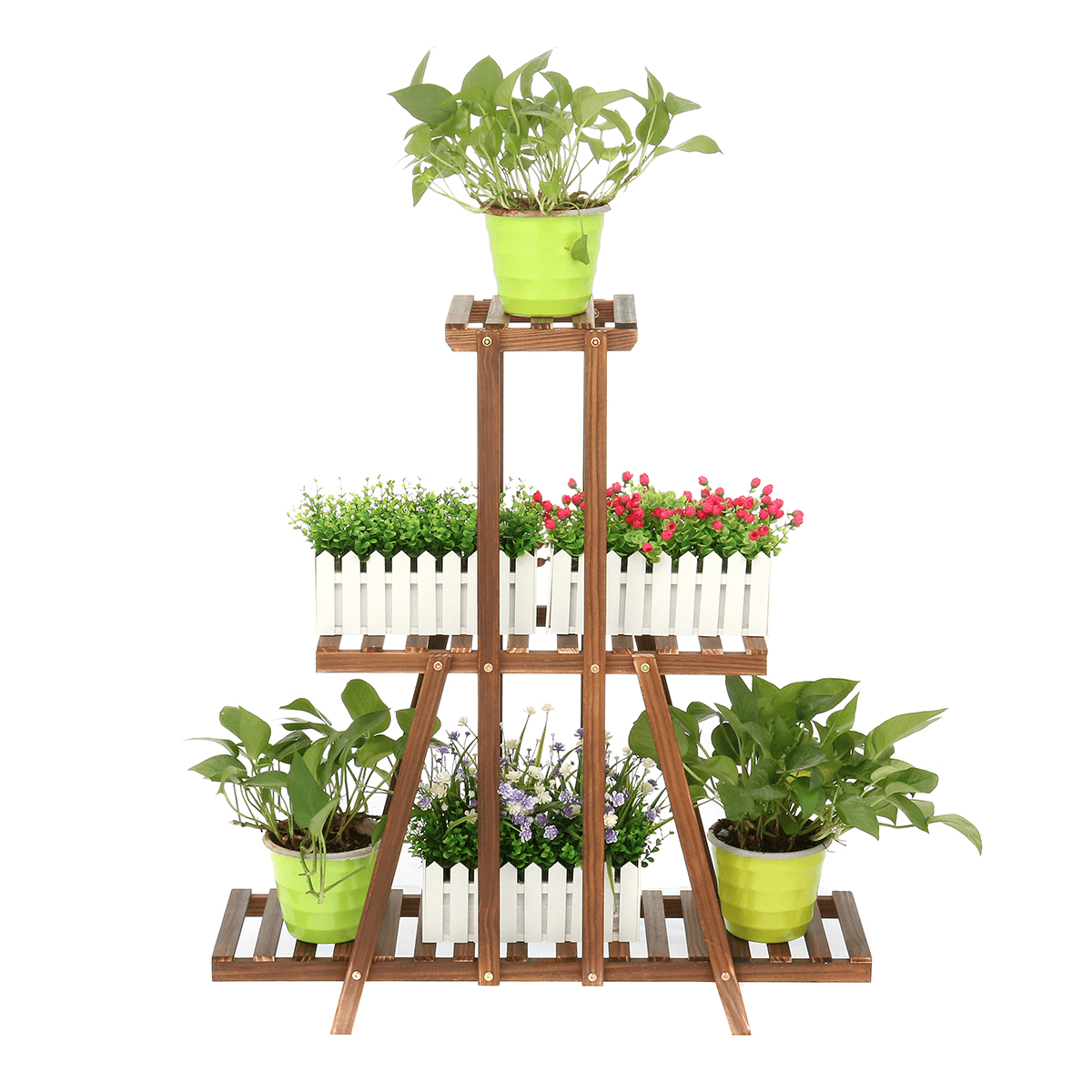 3 Tier Wood Flower Rack Plant Stand Wooden Shelves Bonsai Display Shelf Set