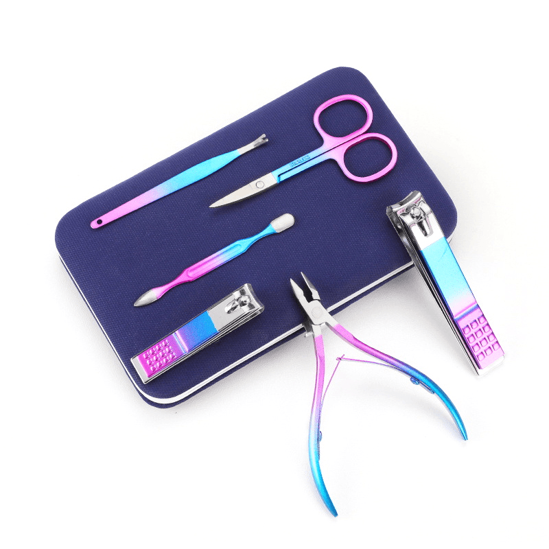 7/10/12/15Pcs TSLM2 Titanium Colorful Nail Clippers Set Professional Scissors Suit No Hurt Trimmer Grooming Manicure Cutter Kit