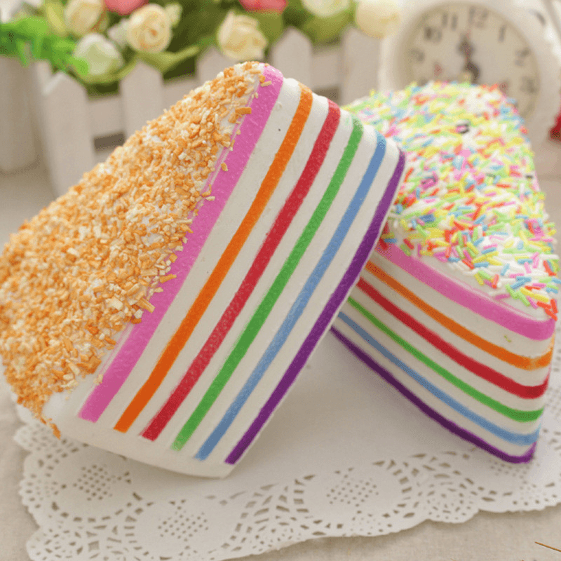 14X9X8Cm Squishy Regenbogen Kuchen Simulation Super langsam steigende Spaß Geschenk Spielzeug Dekoration