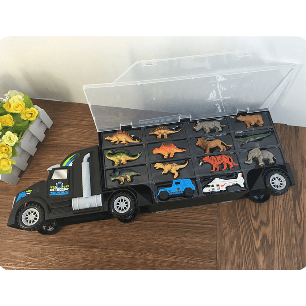 15 Pcs Simulation Tractor Interesting Animal Dinosaur Transporter Car Door Openable Diecast Model Toy for Kids Gift