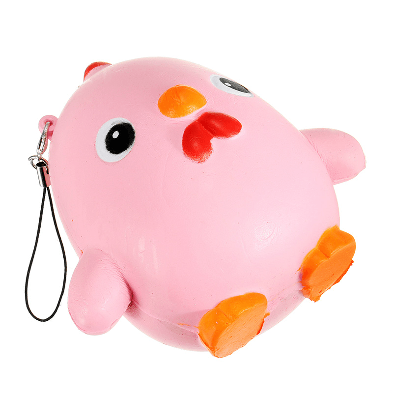 Squishy Pink Chicken Jumbo 10Cm Slow Rising Collection Gift Decor Soft Toy Phone Bag Strap