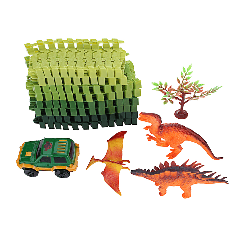 Over 100PCS DIY Assembling Building Dinosaur Track Electric Car Orbit Series Kids Christmas Gift Toy