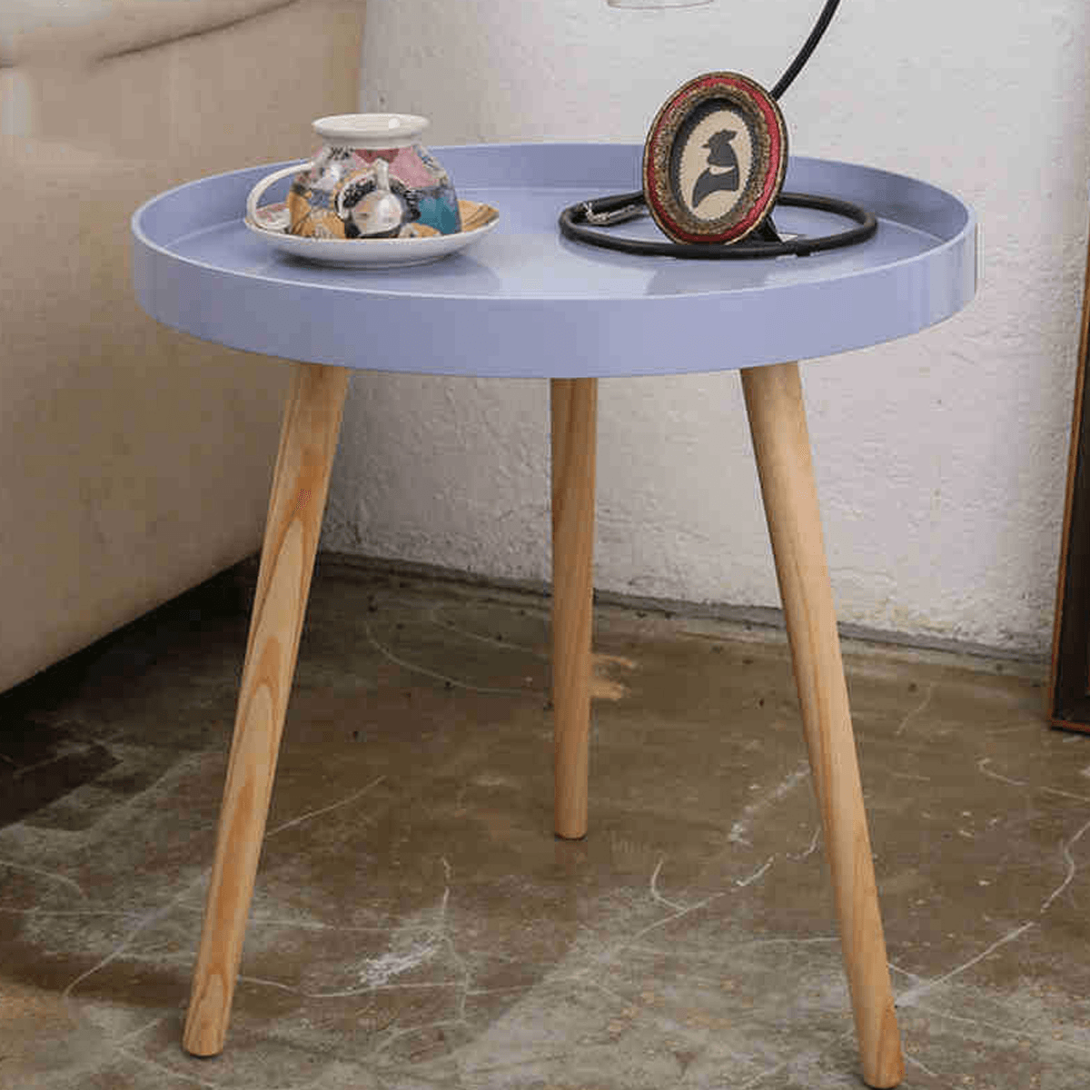 38/50Cm round Side Table Tray Small End Table Coffee Tea Table Indoor Outdoor Storage Table for Home Office