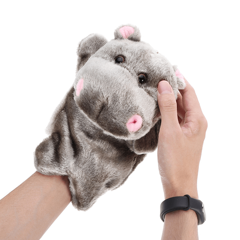 27Cm Giocattoli di peluche per bambini Simpatico cartone animato Ippopotamo Marionetta per bambini Bambola per bambini Peluche Burattini a mano