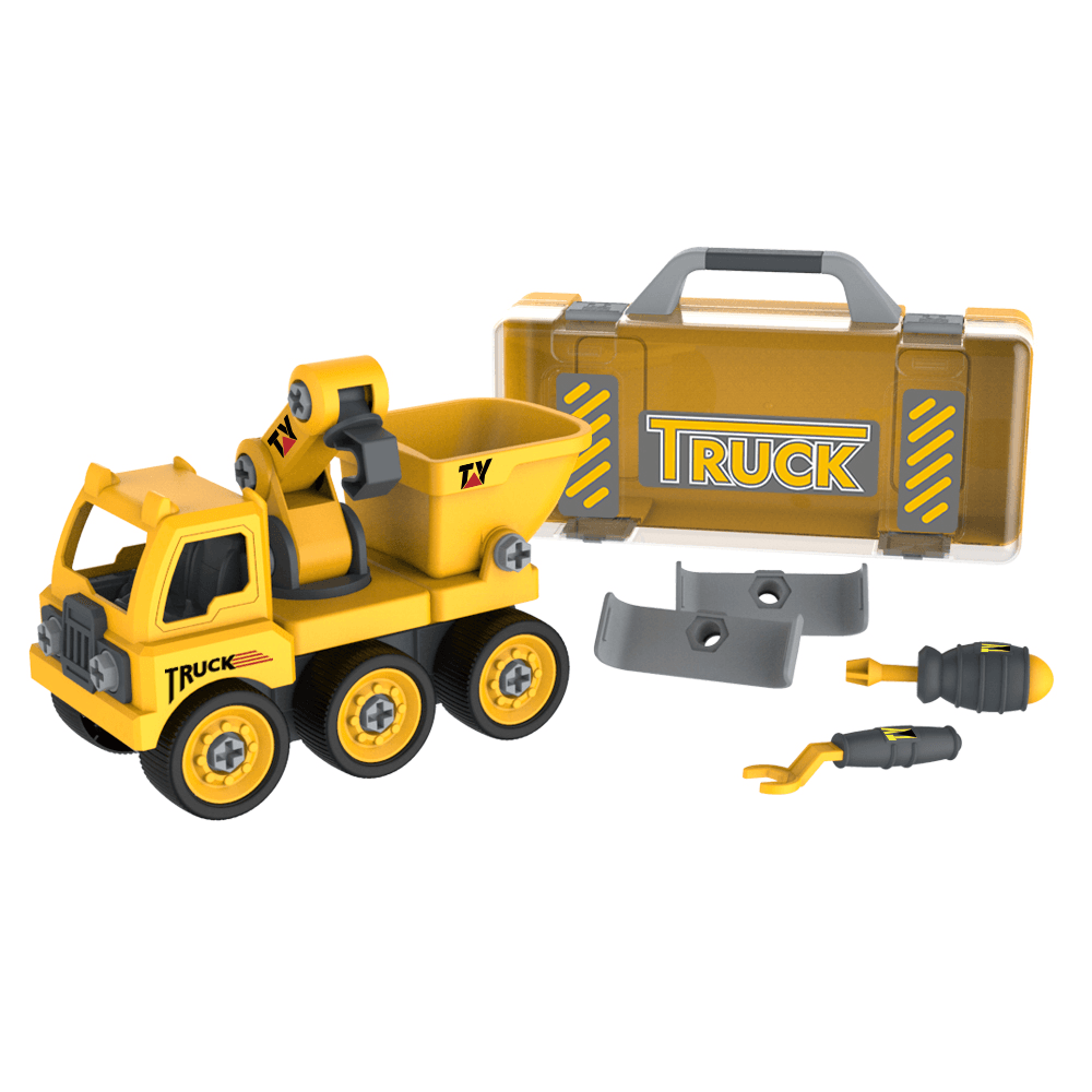 4 in 1 Detachable Puzzle DIY Truck Assembled Engineering Vehicle Loading and Unloading Crane Diecast Model Toy