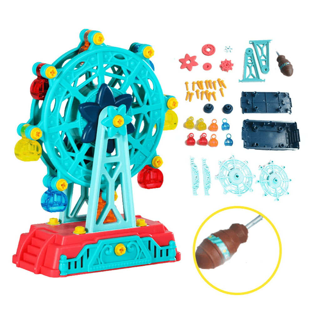 Simulation DIY Hand-Make Screw Nut Assembly Ferris Wheel Amusement Park Puzzle Early Educational Toy Set for Kids Gift