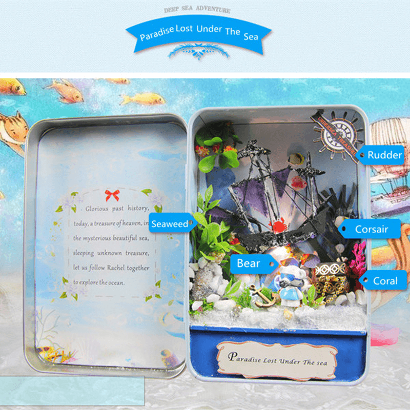 Hoomeda E005 Paradise Lost under the Sea DIY Dollhouse Kit Box Theater Collection Gift