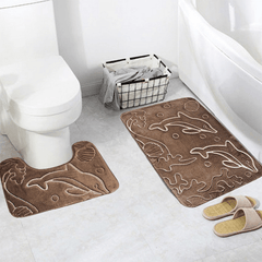 2 pezzi 3D delfino flanella coperchio del water tappeti da bagno morbido pavimento casa antiscivolo tappeti doccia tappetino da bagno set