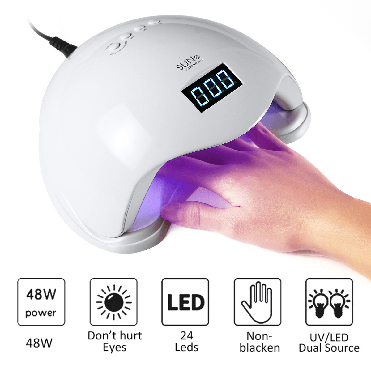 SUN5 48W UV Lamp LED Nail Lamp Is Suitable for All Gel 24 Beads Automatic Sensing LED Display Nail Dryer