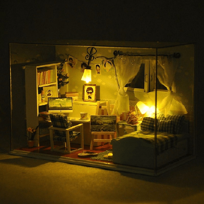 Cuteroom 1:32 Puppenhaus-Miniatur-Bausatz mit Cover und Musik-LED-Licht, Herz des Ozeans