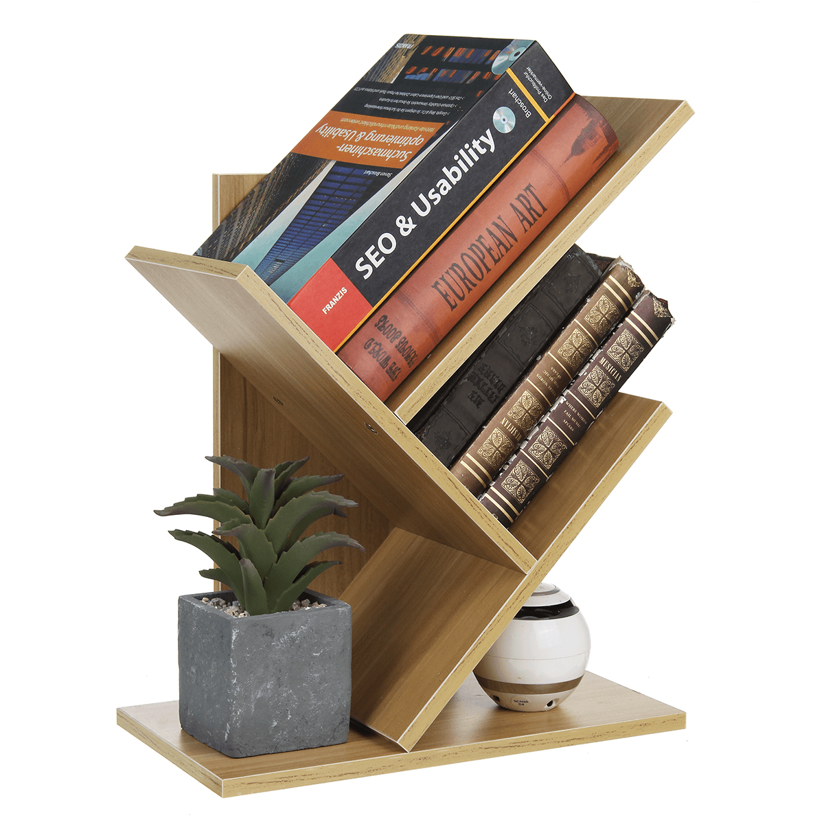 3/5 Layers Small Bookshelf Tree-Shaped Multi-Layer Wooden Storage Rack Standing Shelves Home Office Desktop Bookcase Simple Children'S Room Decor