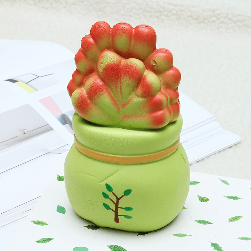 Vlampo Licensed Slow Rising Squishy Potted Succulents Lucky Plant Home Decoration Stress Release Toy 14Cm