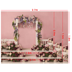 5X3Ft 7X5Ft 9X6Ft Pink Wall Rose Flower Decor Photography Backdrop Background Studio Prop