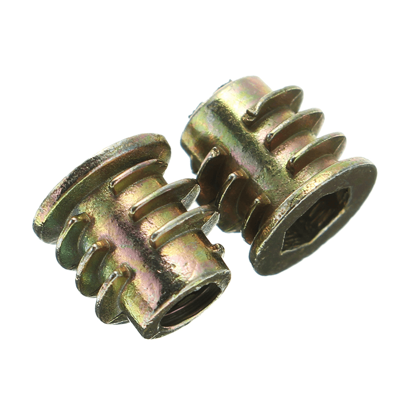 Suleve M6ZN1 50Pcs M6 Zinc Alloy Wood Furniture Hex Socket Drive Head Screw-In Threaded Insert Nut 8Mm-25Mm