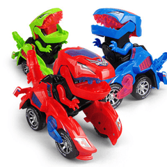 HG-788 Electric Deformation Dinosaur Chariot Deformed Dinosaur Racing Car Children'S Puzzle Toys with Light Sound