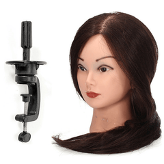 18 Inch Long Real Human Hair Practice Models Hairdressing Training Head with Clamp