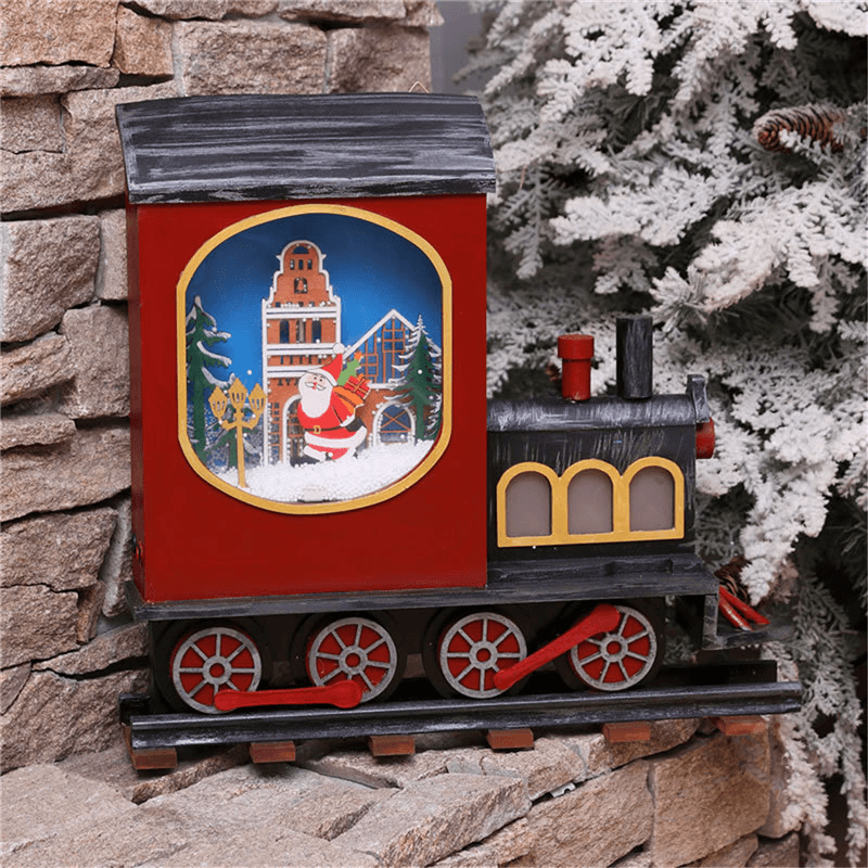 Christmas Party Home Decoration Hanging Snowfall Music Locomotive Toys for Kids Children Gift