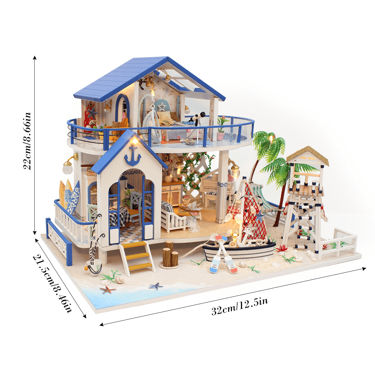 Hoomeda Legend of the Blue Sea DIY Handmade Assemble Doll House Miniature Model with Lights Music for Gift Collection Home Decoration