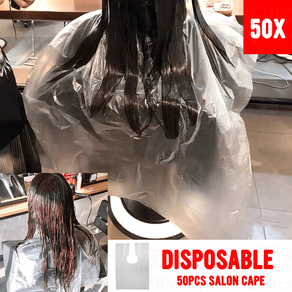 50Pcs Disposable Salon Barber Gown Cloth Hair Cutting Cloak Hairdressing Cape