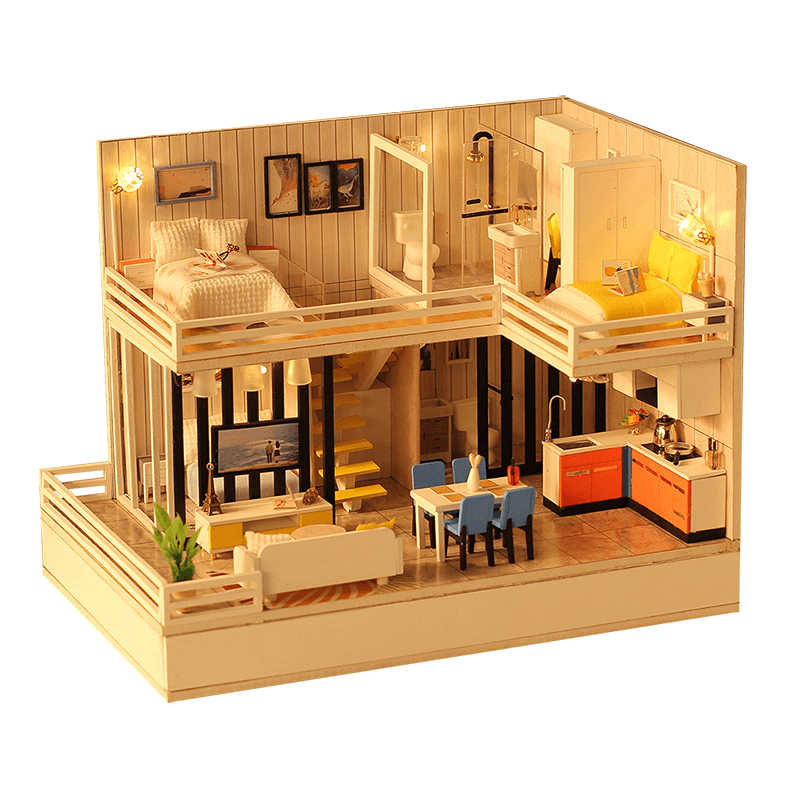 Iiecreate F001 Time Elegant House Handmade DIY Cabin Doll House with Dust Cover Bluetooth Stereo