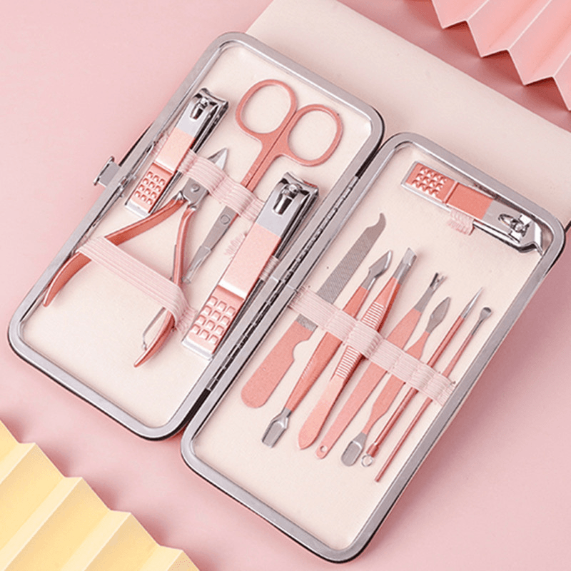 Professional Stainless Steel Manicure Tools Pink Olecranon Nail Scissors Nail Clipper Tool Set