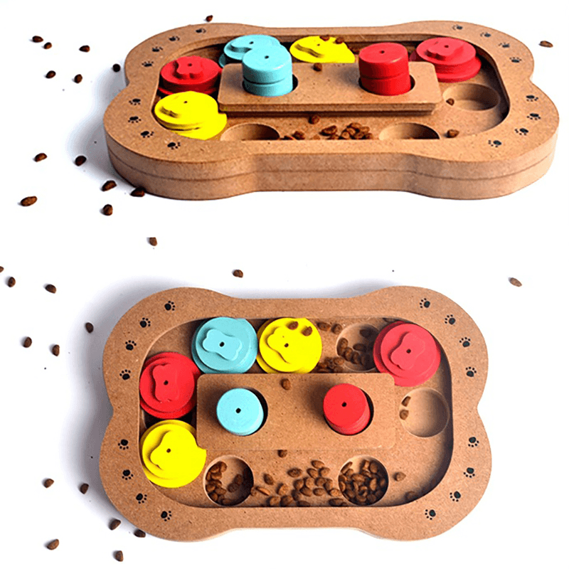 Pata de madera con forma de hueso para mascotas, perro, gato, tablero de juguete de alimentación, tablero de entrenamiento divertido, juguetes para mascotas